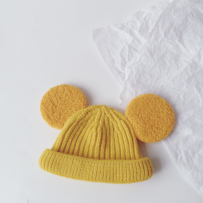 Warmfell Kids Teddy Ear Beanie in Soft Rib Knit