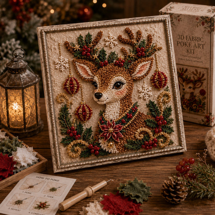 3D fabric poke art Christmas picture in frame