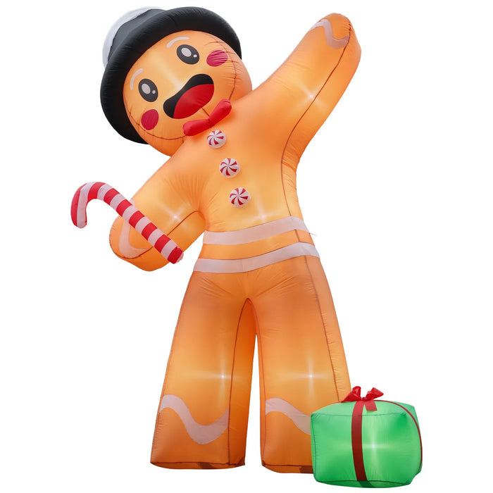 Warmfell Huge 10ft Inflatable Gingerbread Man with Gift Box