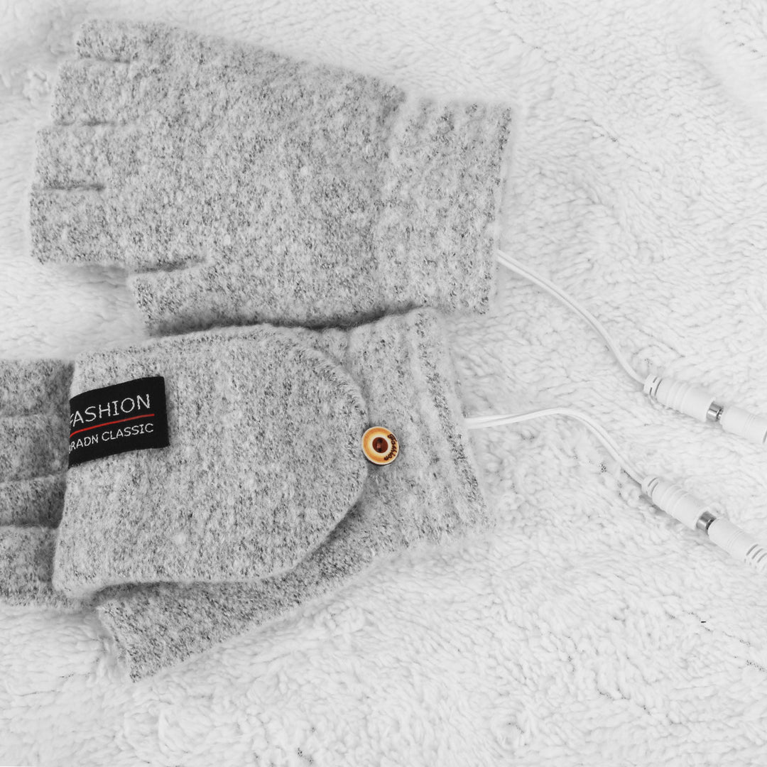 USB Heated Half Finger Gloves With Double-Sided Heating