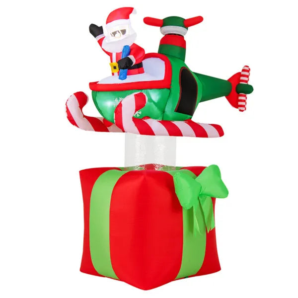 Warmfell 6ft Inflatable Santa Flying a Helicopter