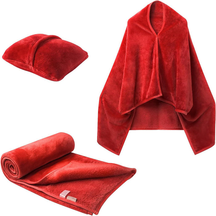 Warmfell 3-in-1 Fleece Blanket Shawl that Folds into a Cushion