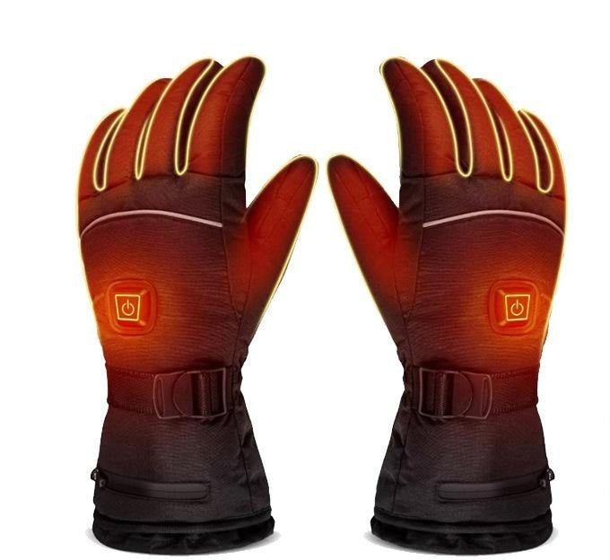 Black heated waterproof gloves with battery