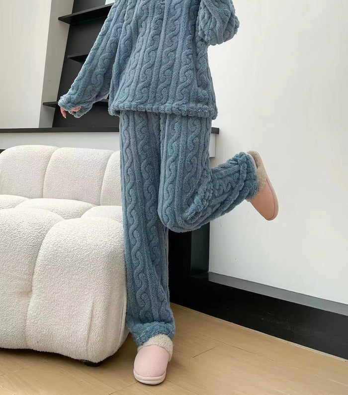 Warmfell Coral Fleece Pyjama Set with Half Zip Top