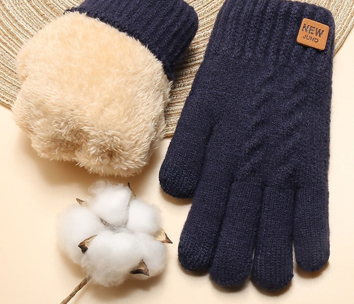 Warmfell Cable Knit Gloves with Double Plush Lining