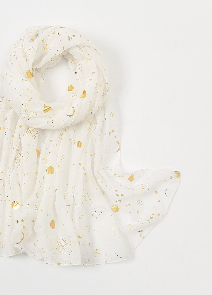 Warmfell Star and Moon Print Scarf with Gold Foil