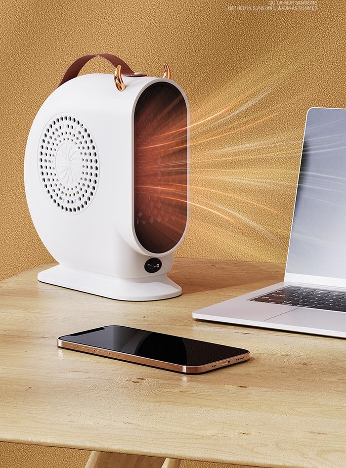 Warmfell Small Portable Fan Heater with Leather-Look Handle