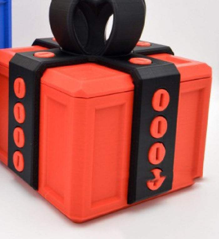 Warmfell 3D-printed prank gift box sealed with screws