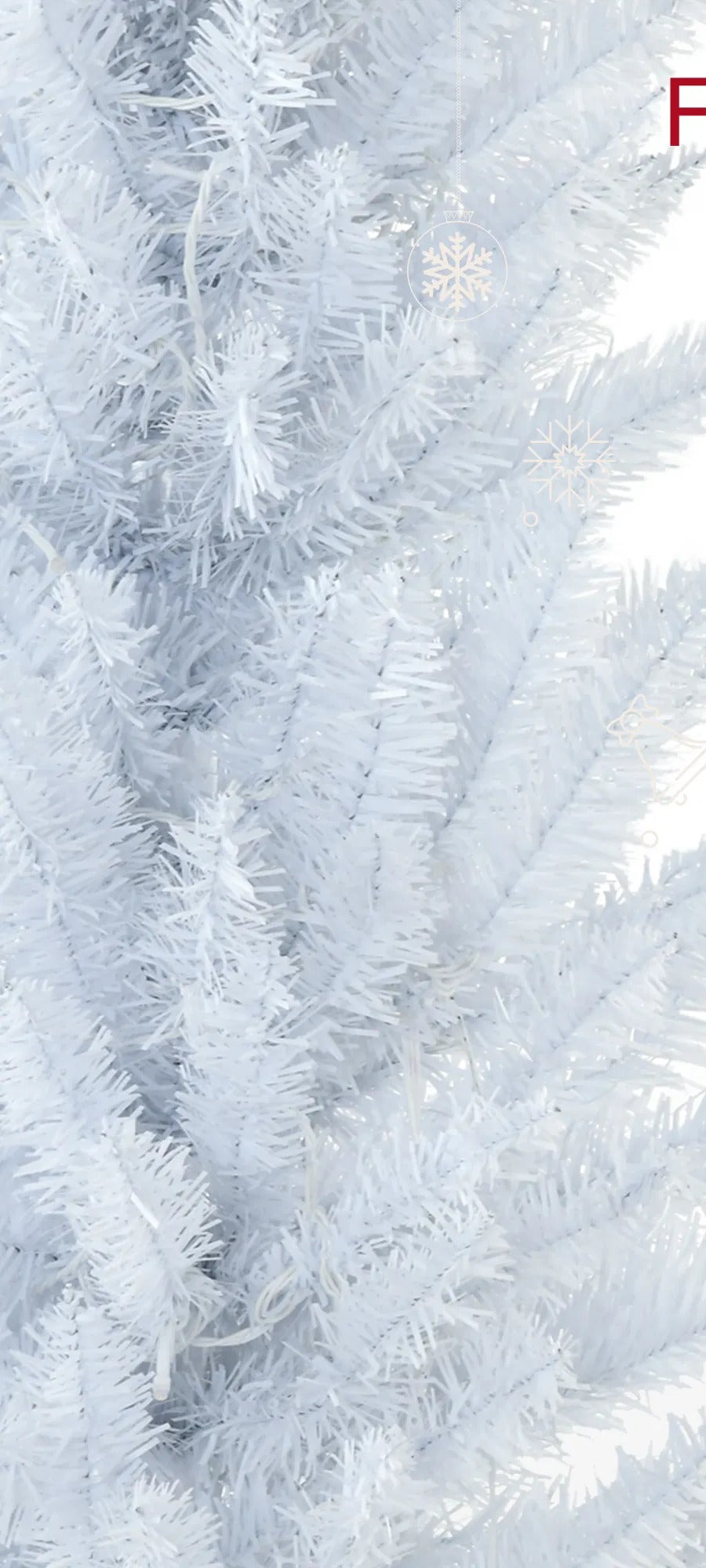 White pencil Christmas tree with warm lights