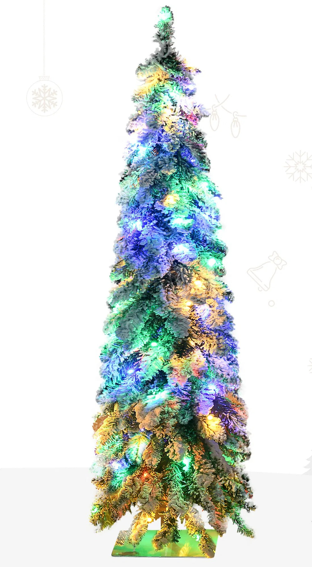 Small flocked pencil tree with lights