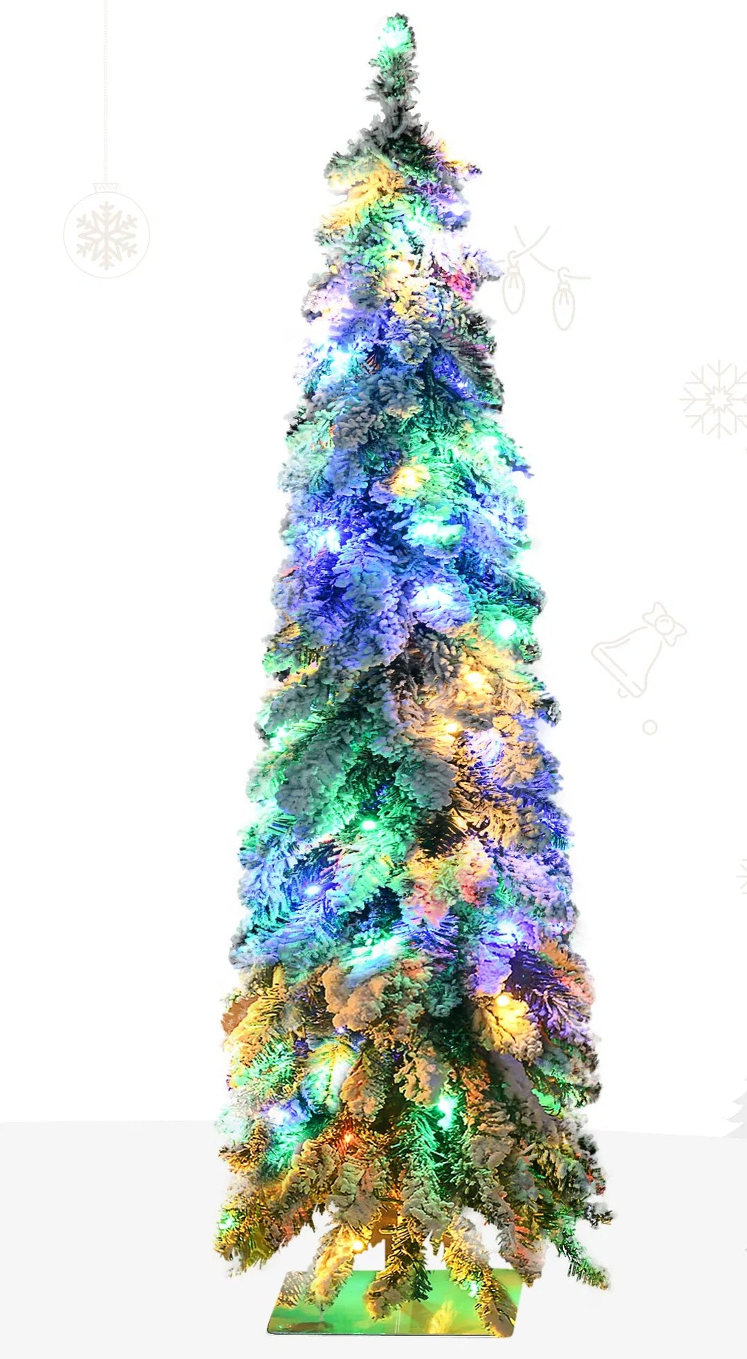Small flocked pencil tree with lights