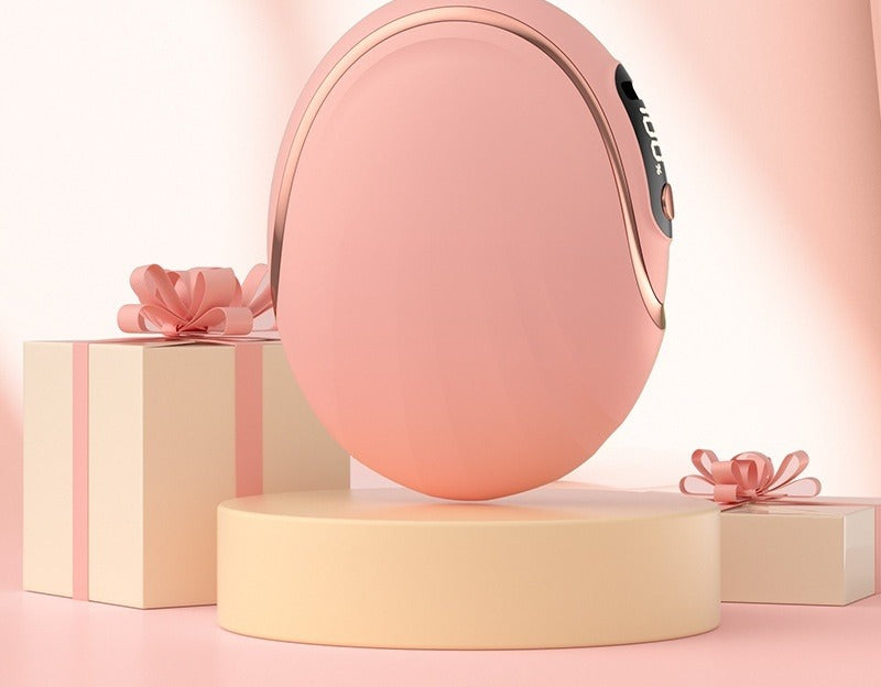Pink egg shaped rechargeable hand warmer