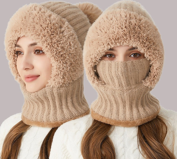 Warmfell Knitted Hood Hat, Scarf and Face Cover in One