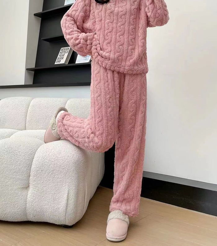 Warmfell Coral Fleece Pyjama Set with Half Zip Top