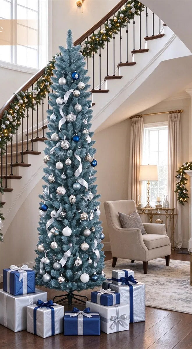 Slim frosted silver-green pencil tree