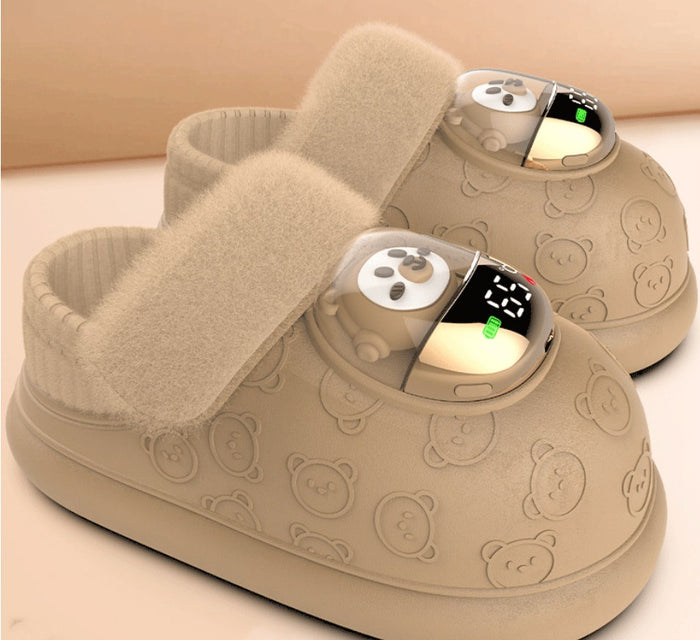Warmfell Rechargeable Heated Slippers with Washable Fleece Lining