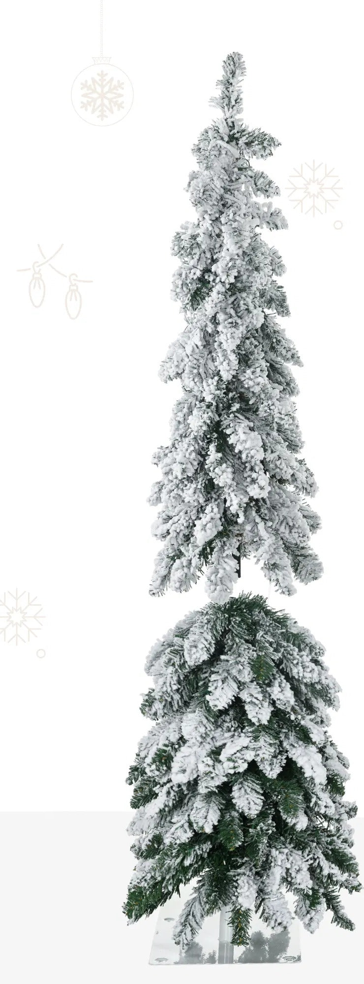 Small flocked pencil tree with lights