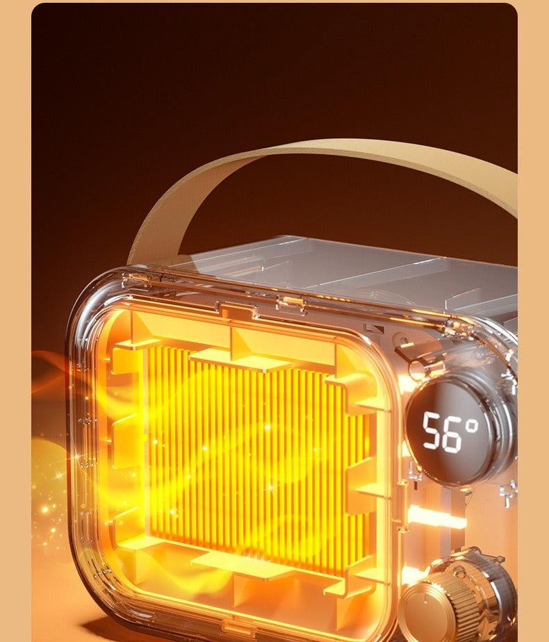 Retro radio style fan heater in orange