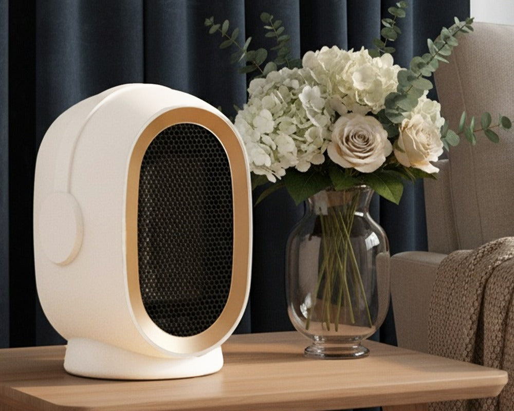 Black compact ceramic fan heater