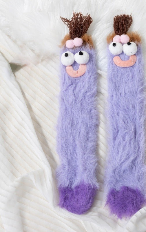 Warmfell Fluffy Monster Socks with Funny Faces