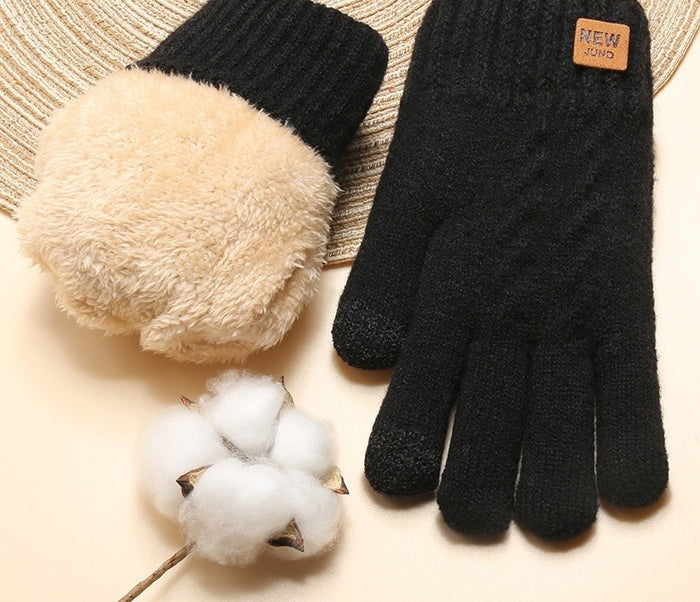 Warmfell Cable Knit Gloves with Double Plush Lining