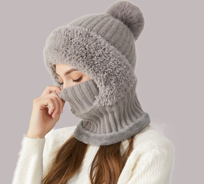 Warmfell Knitted Hood Hat, Scarf and Face Cover in One