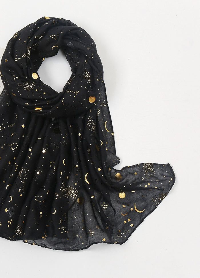 Warmfell Star and Moon Print Scarf with Gold Foil