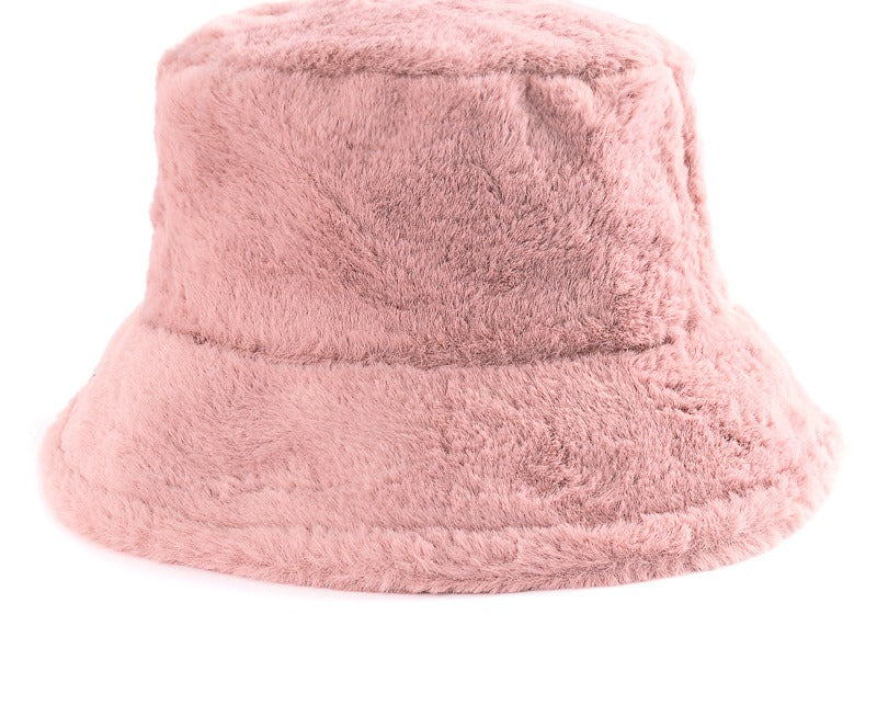 Fluffy cow print faux fur bucket hat