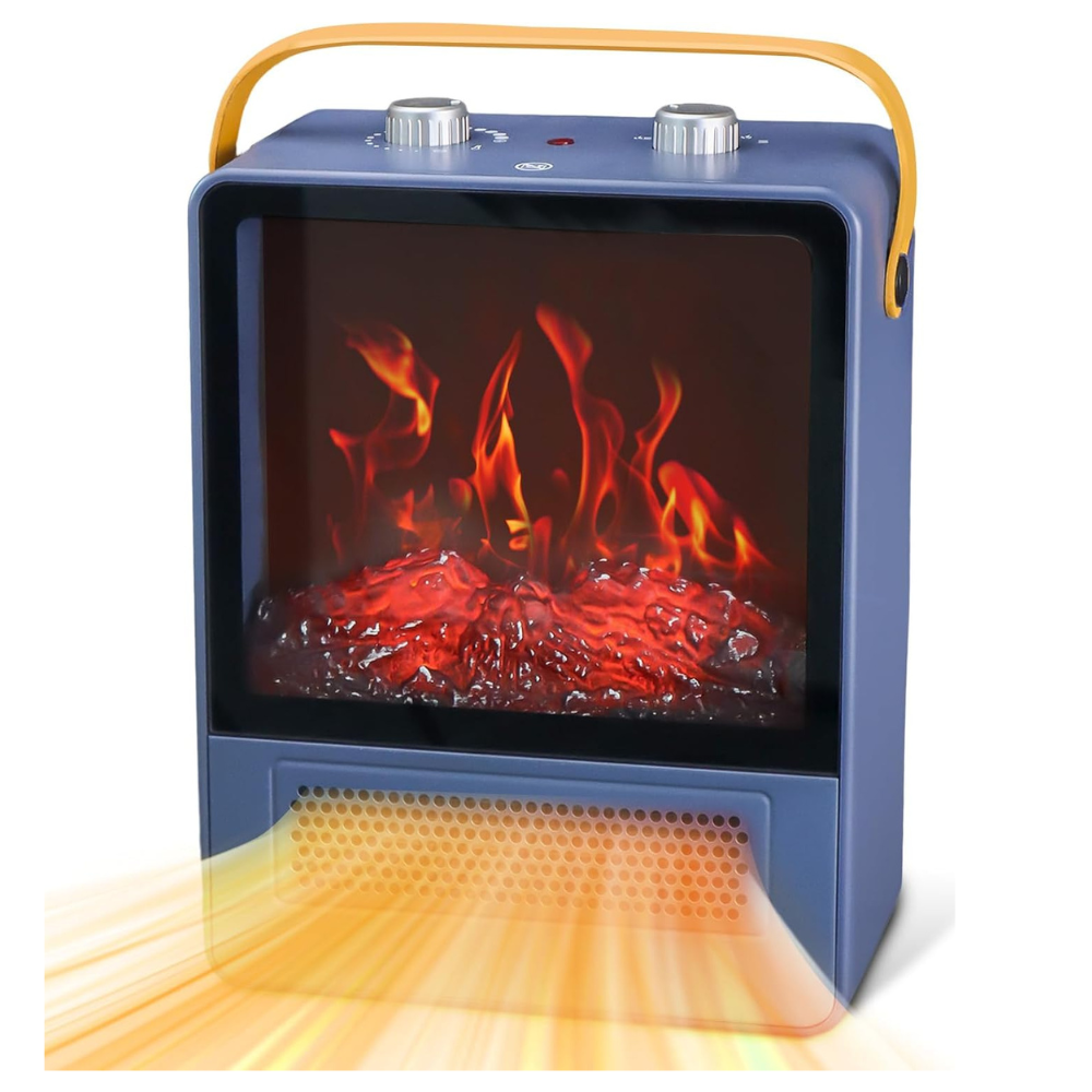 Warmfell™ Portable Flame-Effect Fan Heater with Four Heat Modes