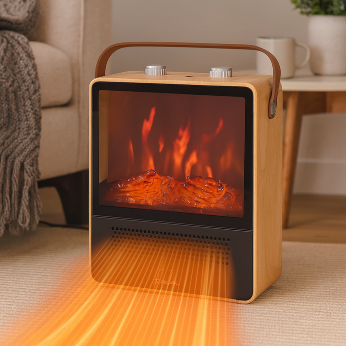 Warmfell™ Portable Flame-Effect Fan Heater with Four Heat Modes