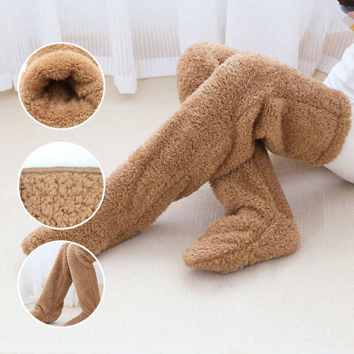 Warmfell™ Fluffy Long Knee Warmer Socks with Open-Toe Design
