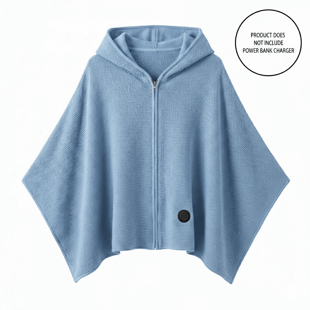 Warmfell™ Heated Hooded Shawl with Zip and 3 Heat Settings