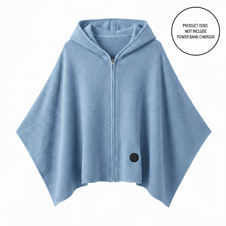 Warmfell™ Heated Hooded Shawl with Zip and 3 Heat Settings