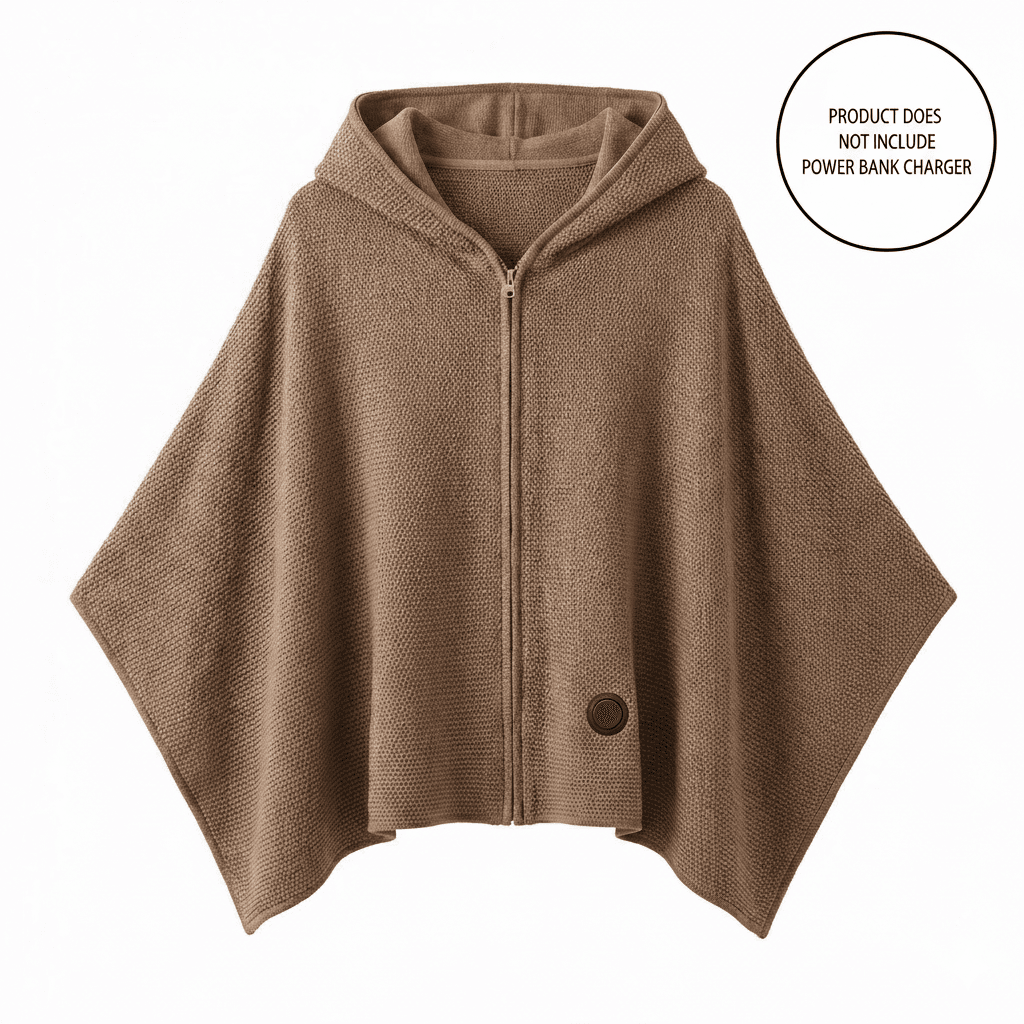 Warmfell™ Heated Hooded Shawl with Zip and 3 Heat Settings