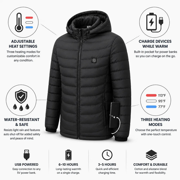 Warmfell™ USB Heated Jacket with Power Bank Pocket