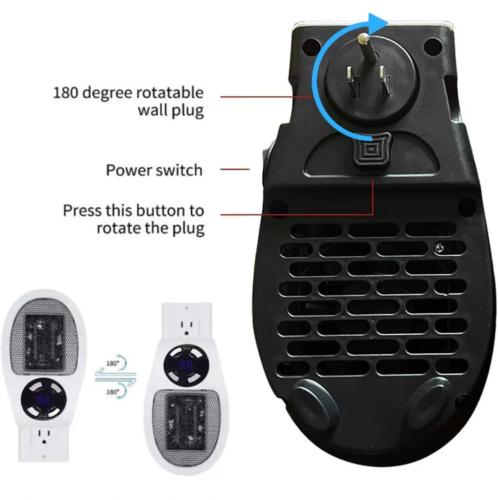 Warmfell™ 500W Mini Fan Heater with Remote, Timer and Thermostat