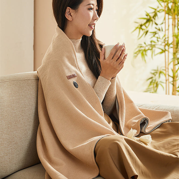 Warmfell™ USB Heated Throw in Waffle Fleece, 3 Heat Settings