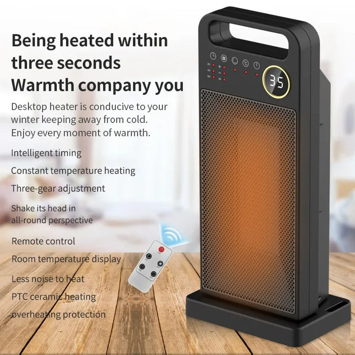 Warmfell™ Slim 2000W Tower Heater with 120° Oscillation and Remote