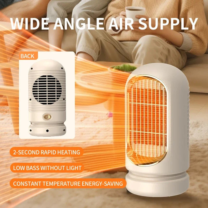 Warmfell™ Compact Ceramic Heater with Even 4-Way Airflow and Safety Cut-Off
