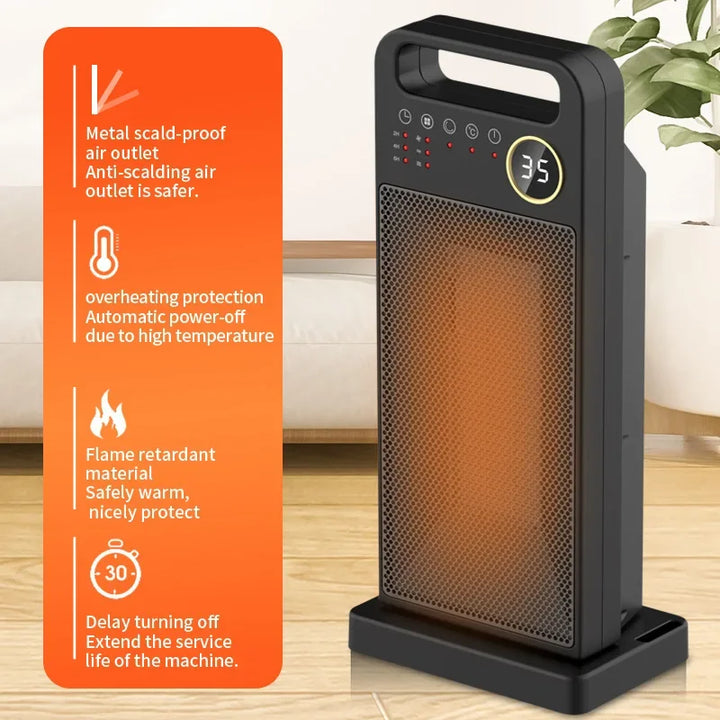 Warmfell™ Slim 2000W Tower Heater with 120° Oscillation and Remote