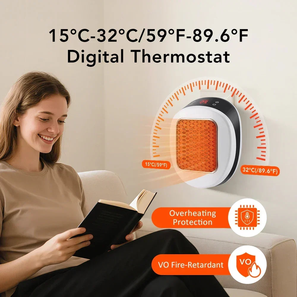 Warmfell™ 600W Mini Wall Plug Heater with Remote &amp; Thermostat
