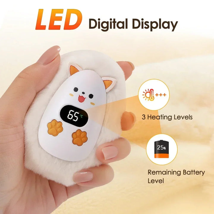 Warmfell™ Rechargeable Fox Hand Warmer with Digital Display