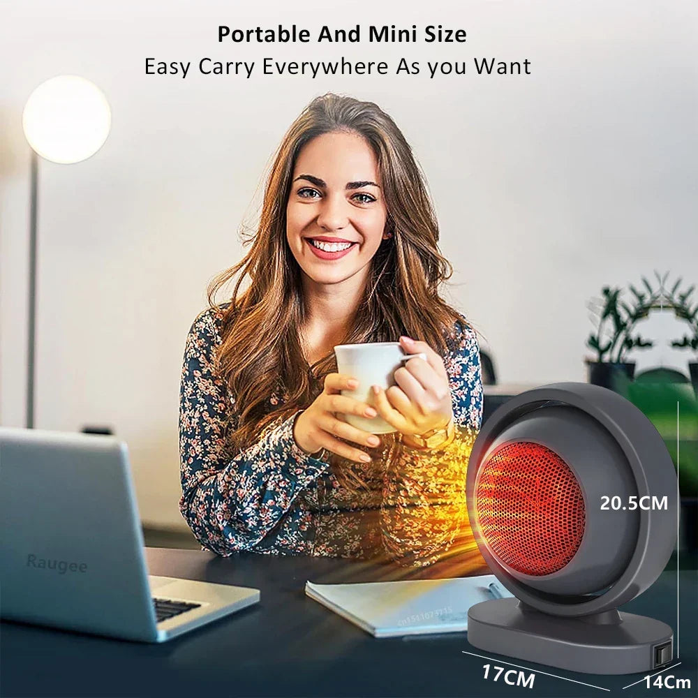 Warmfell™ Compact 380W Ceramic Heater, One-Button Start