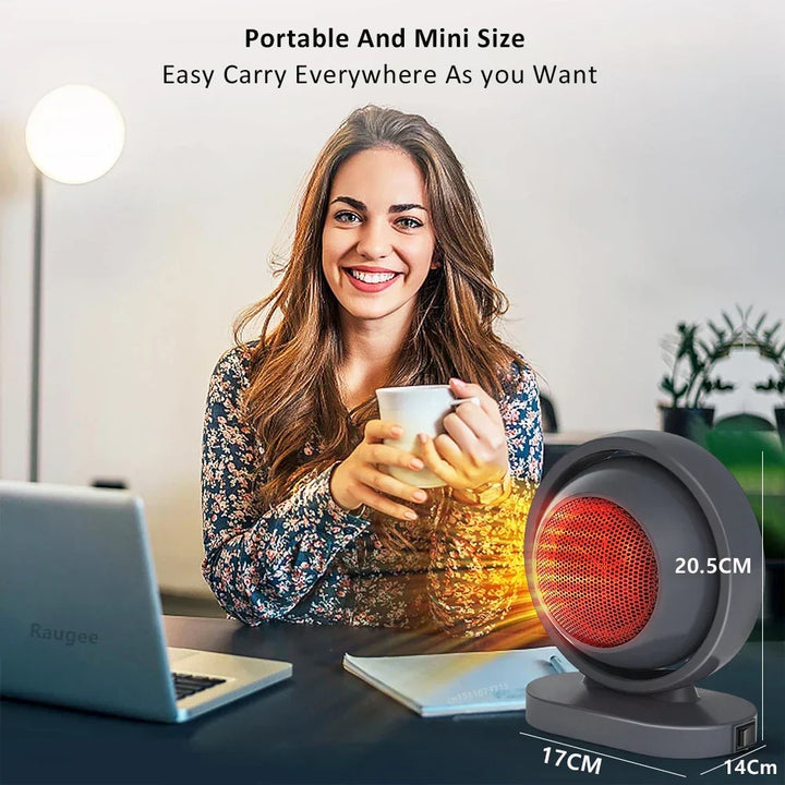 Warmfell™ Compact 380W Ceramic Heater, One-Button Start