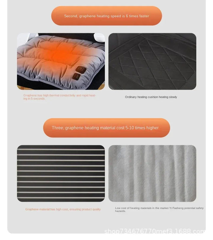 Warmfell™ Graphene Heated Seat Cushion with 3 Heat Levels