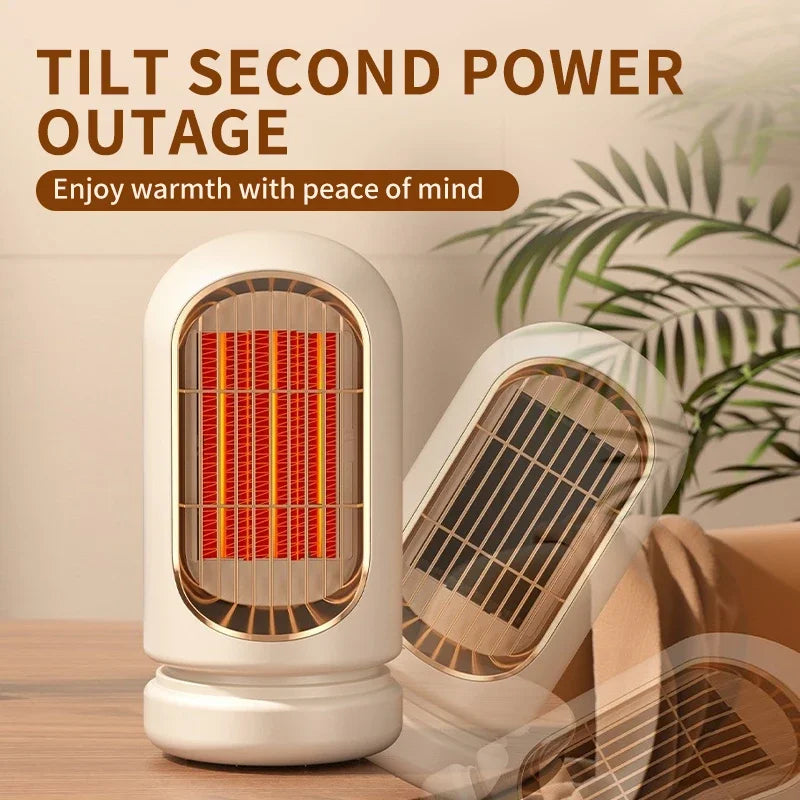 Warmfell™ Compact Ceramic Heater with Even 4-Way Airflow and Safety Cut-Off