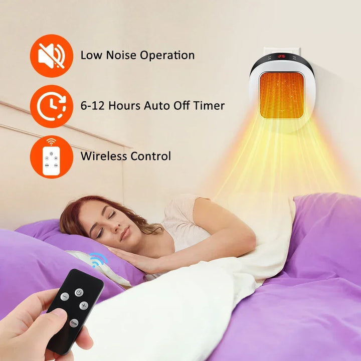 Warmfell™ 600W Mini Wall Plug Heater with Remote &amp; Thermostat