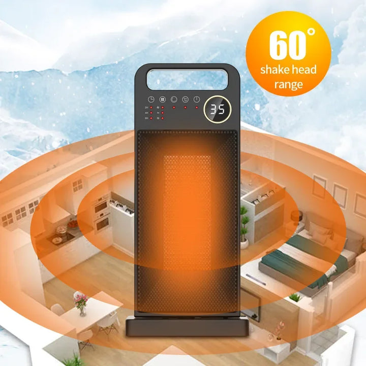 Warmfell™ Slim 2000W Tower Heater with 120° Oscillation and Remote