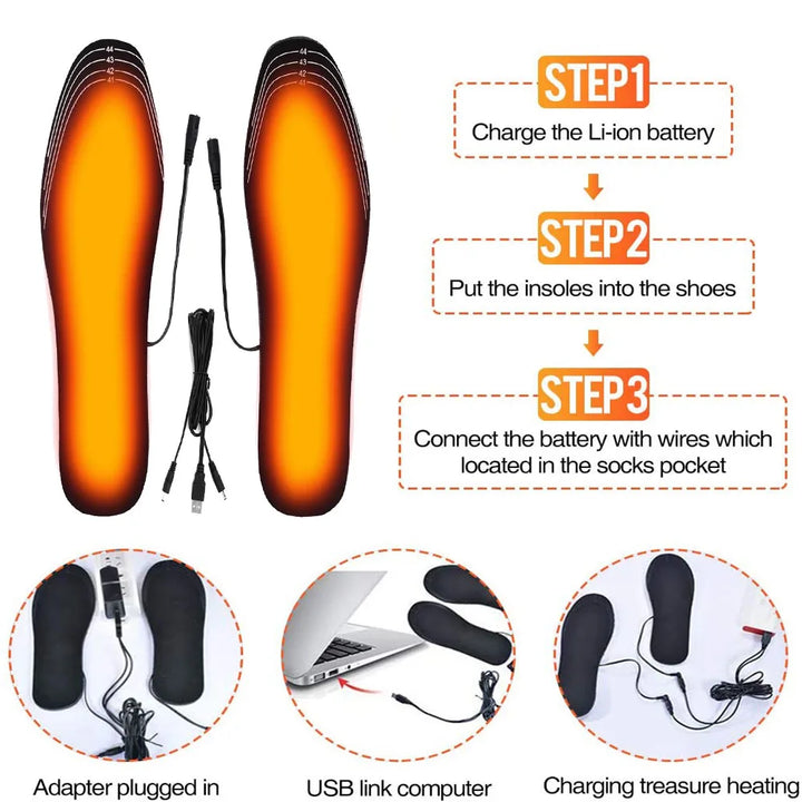 Warmfell™ USB Heated Shoe Insoles With Slim Carbon Fibre Heating