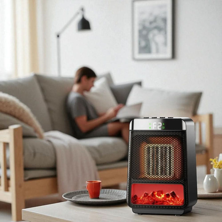 Warmfell™ Black Compact Heater with Fan and Temperature Control